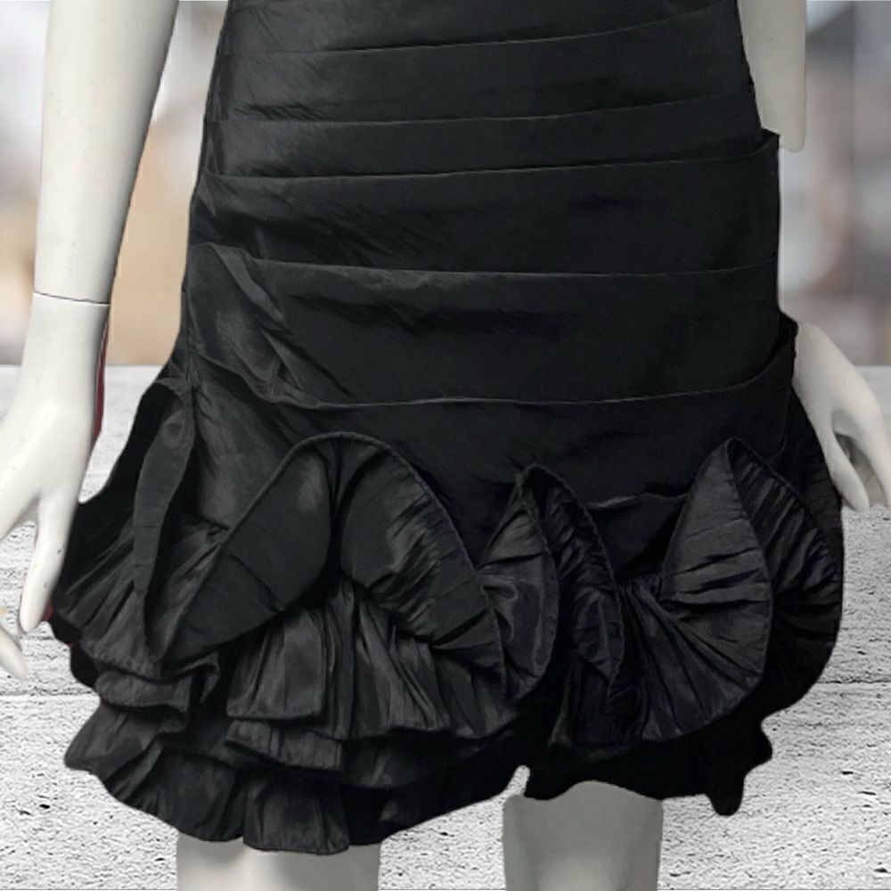 JS Collections Black Halter Neck Ruffle Bottom Mini Dress - Picture 5 of 6
